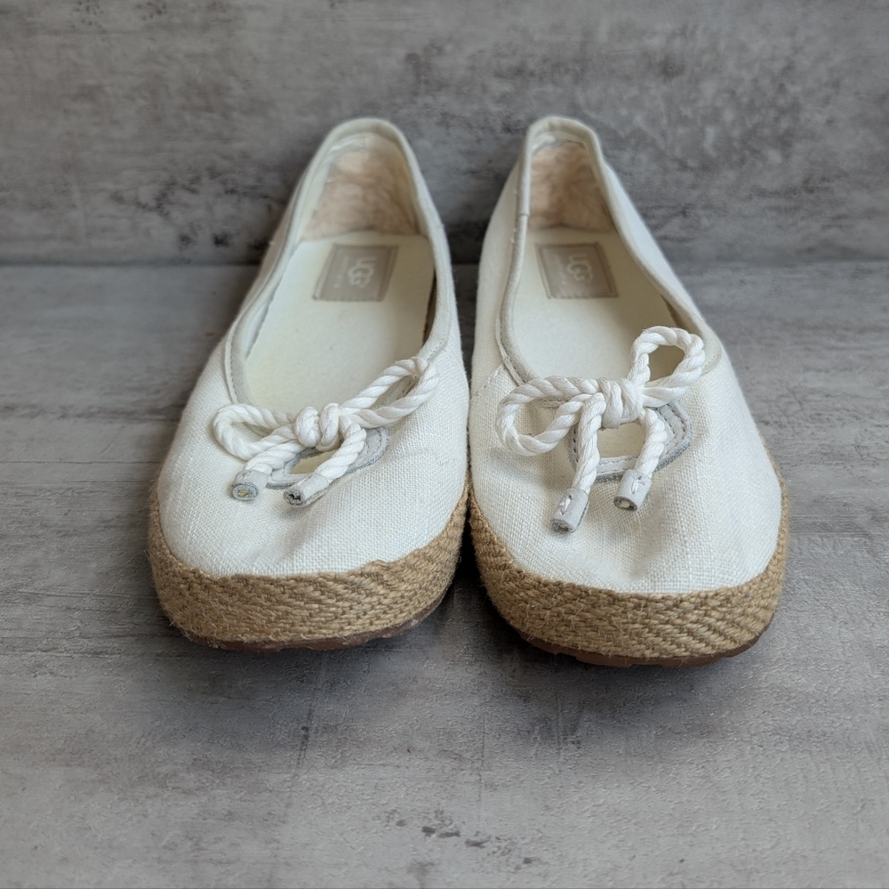 UGG Syleste Espadrille Women's Seagull White Canvas Slip On Flats Loafers Shoe 7 - Picture 3 of 11